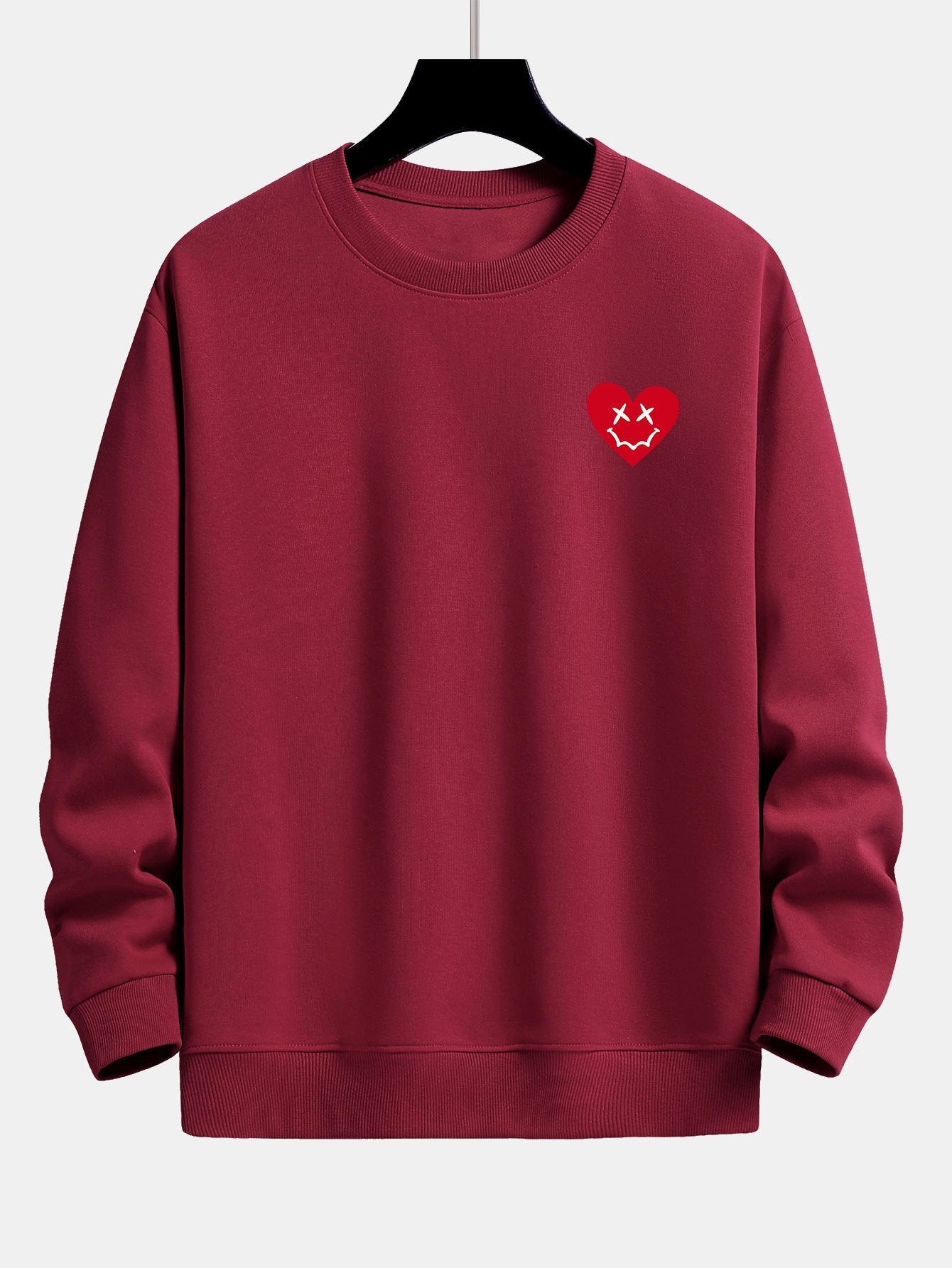 Heart Shaped Smiley Face Print Relax Fit Sweatshirt