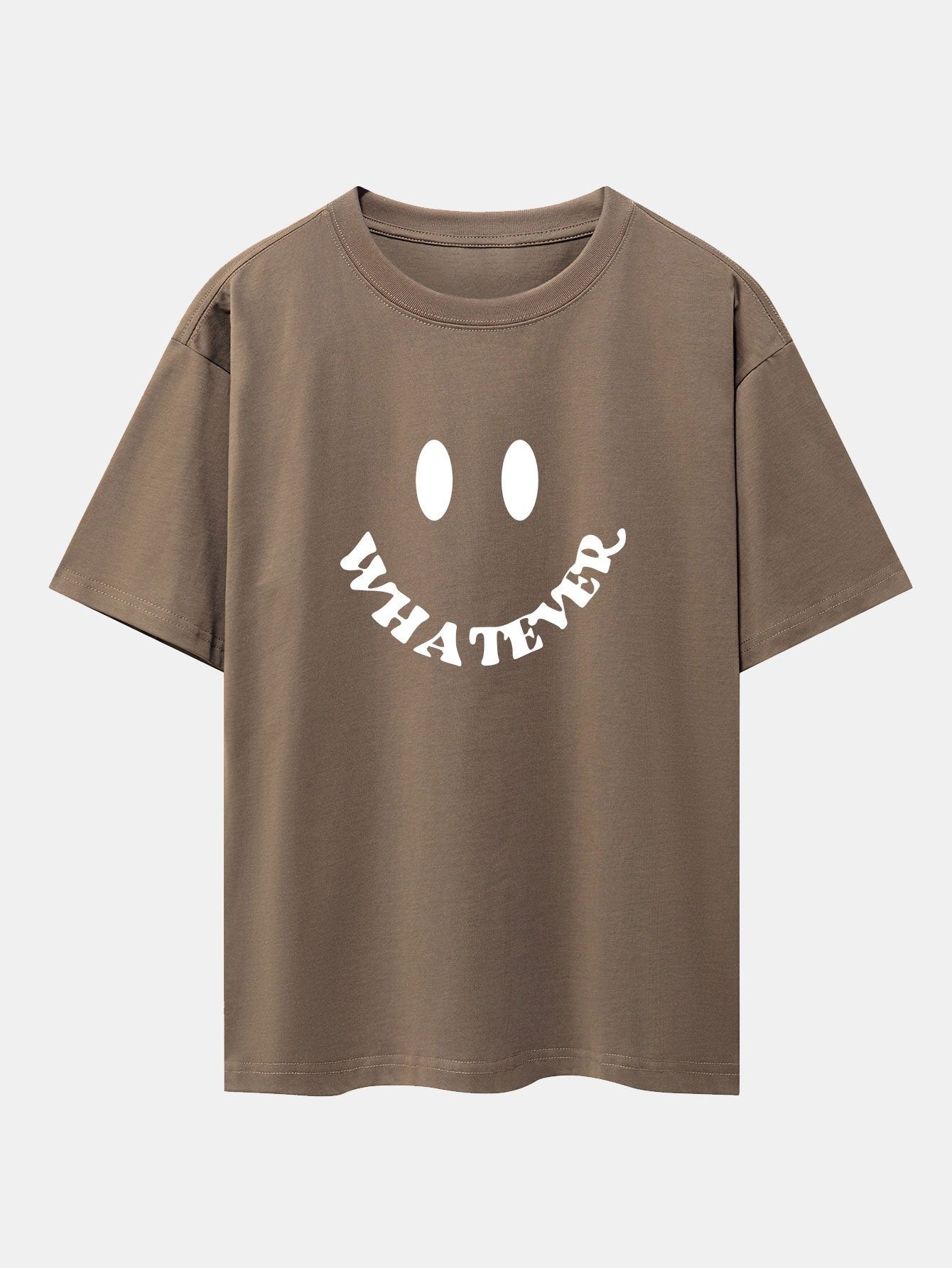 Smiley Face Slogan Print Drop Shoulder Oversize T-Shirt