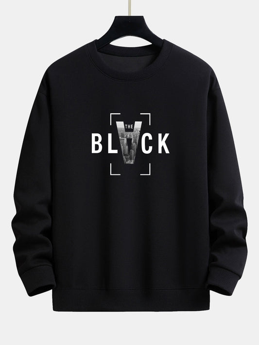 Black Print Relax Fit Sweatshirt