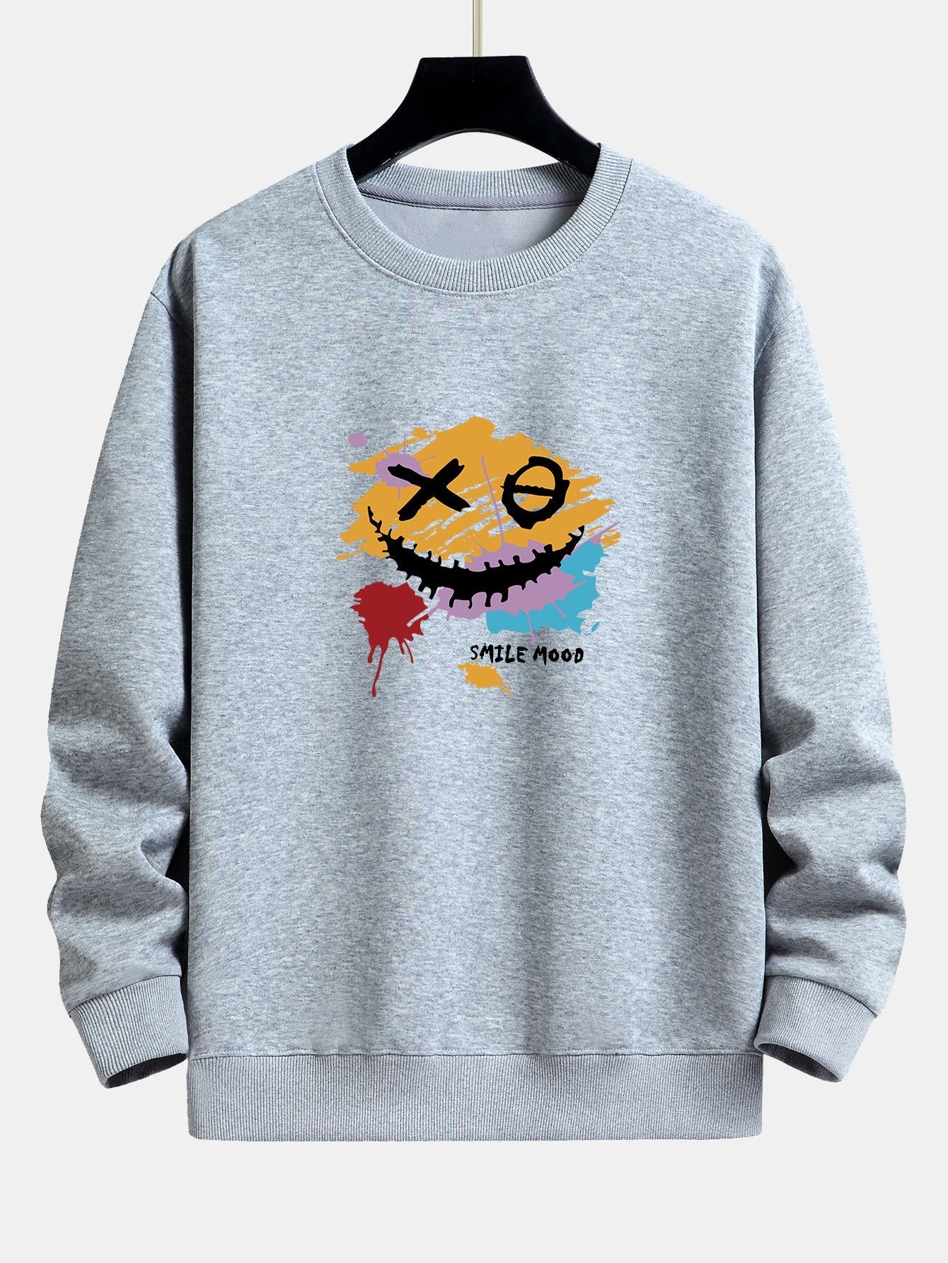 Graffiti Smiley Face Print Relax Fit Sweatshirt