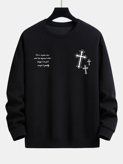 Cross Slogan Print Relax Fit Sweatshirt