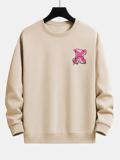 Graffiti Bear Print Relax Fit Sweatshirt