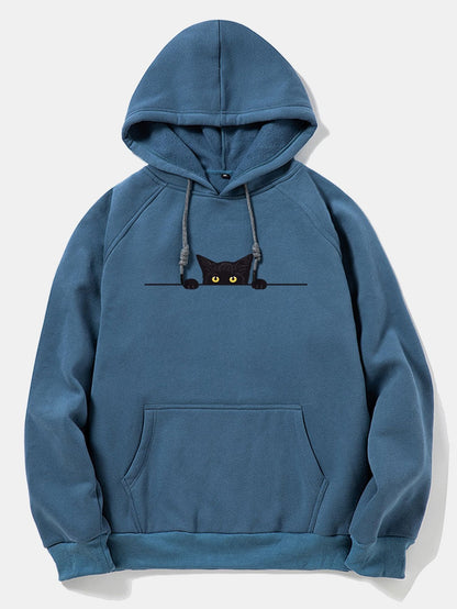 Black Cat Print Hoodie