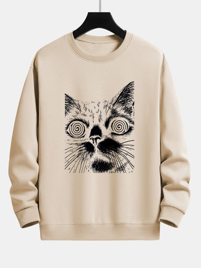 Sketch Cat Print Relax Fit Sweatshirt