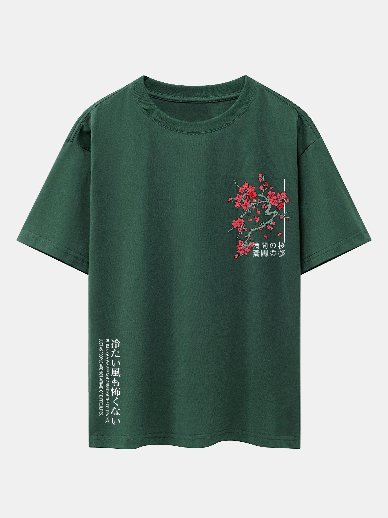 Cherry Blossom Slogan Print Drop Shoulder Oversize T-Shirt