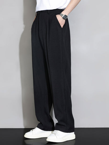 Relax Fit Elastic Waist Straight Leg Trousers