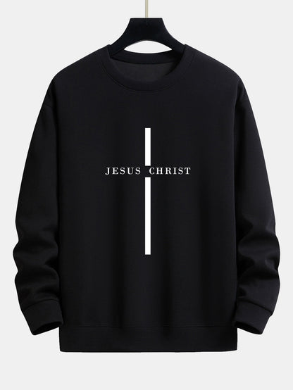 Jesus Christ Stripe Print Relax Fit Sweatshirt