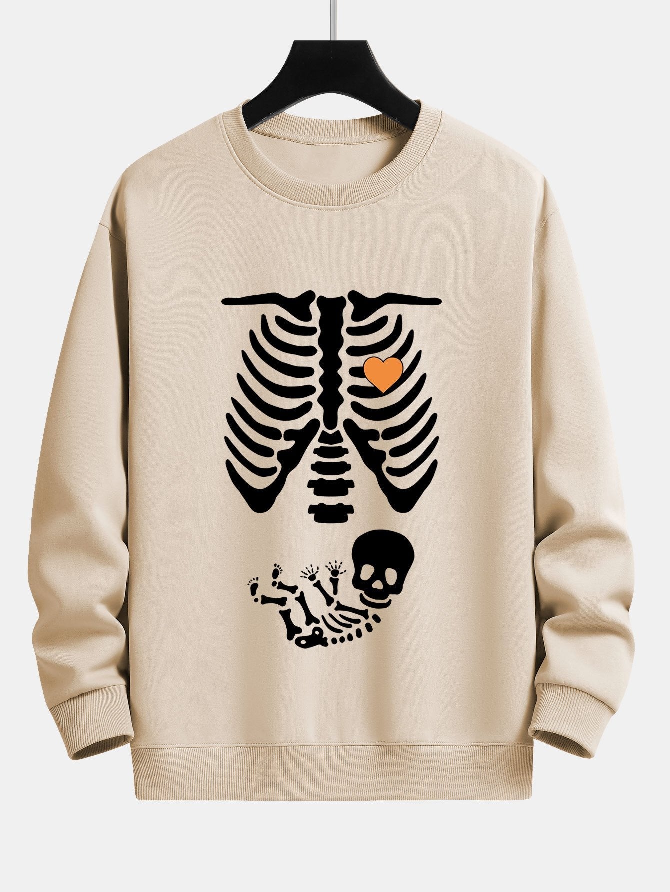 Funny Skeleton Baby Print Relax Fit Sweatshirt