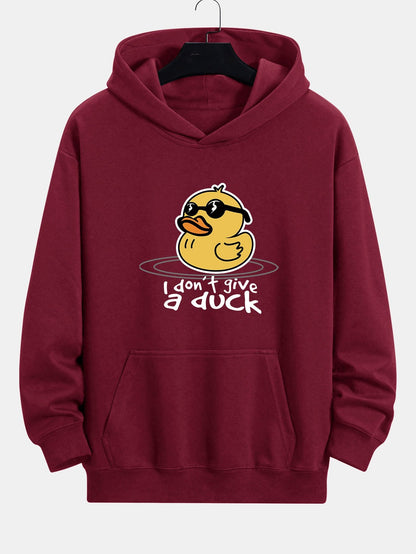 Yellow Duck With Sunglasses Print Relax Fit Hoodie