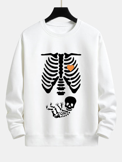 Funny Skeleton Baby Print Relax Fit Sweatshirt