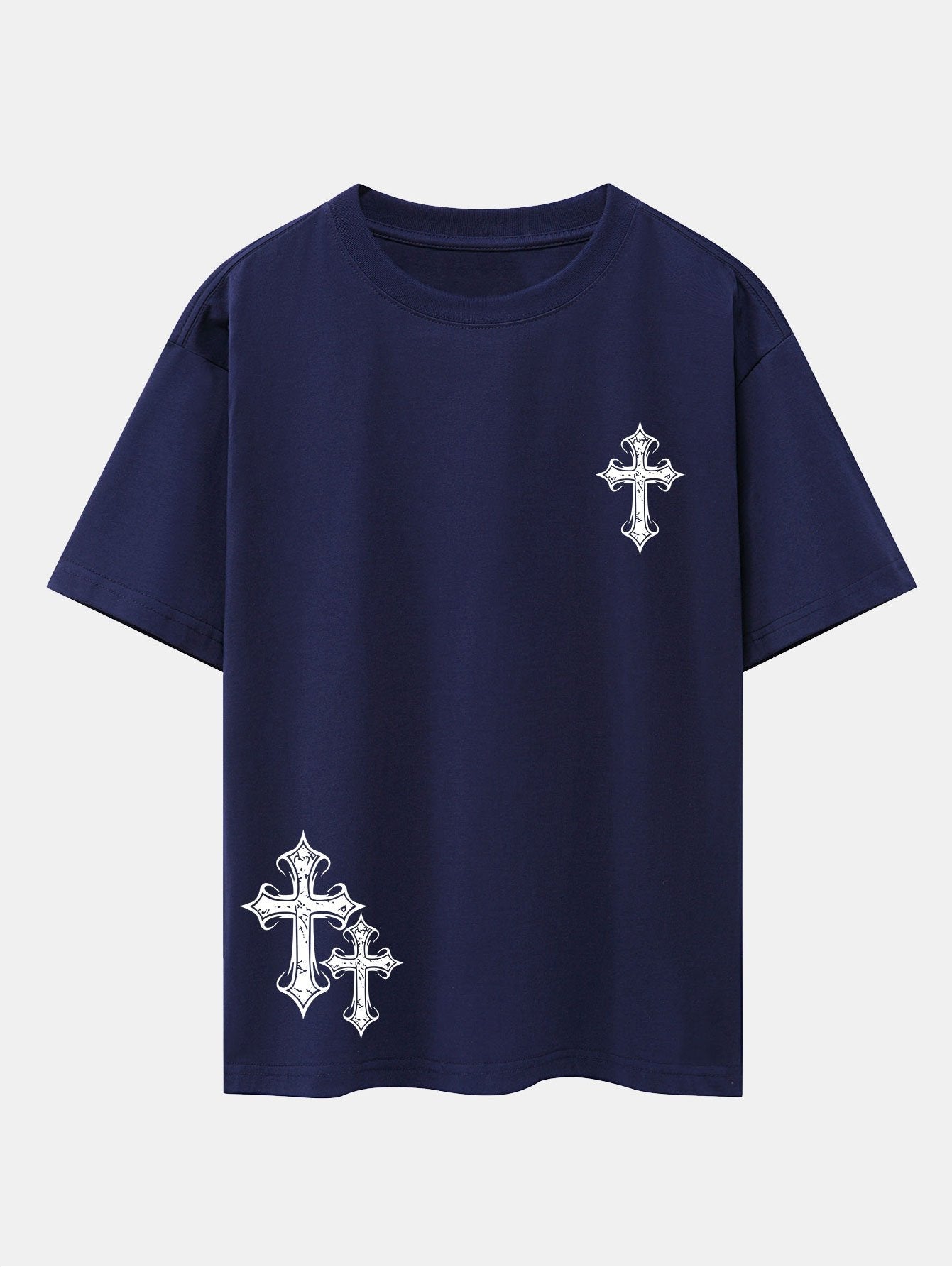 Cross Print Drop Shoulder Oversize T-Shirt