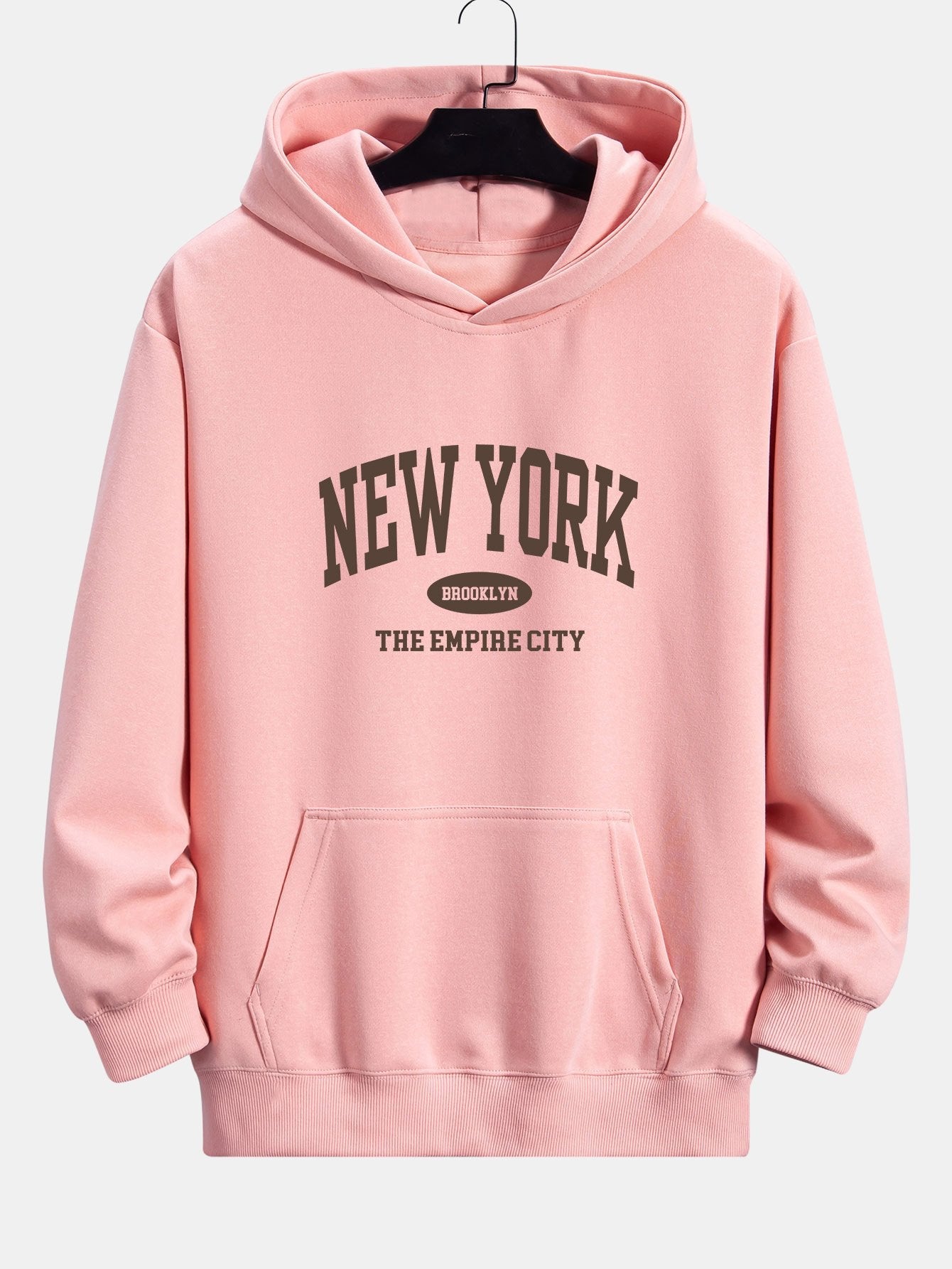 New York Slogan Print Relax Fit Hoodie