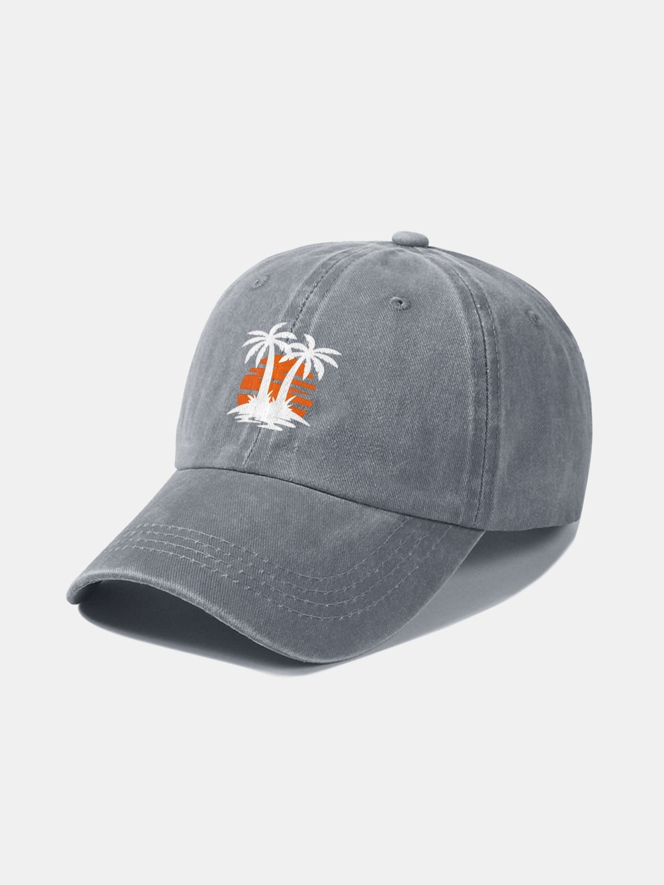 Coconut tree sunset pattern classic retro washed cotton casual baseball cap