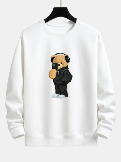 Fashion Bear Taking Photo Print Relax Fit Sweatshirt