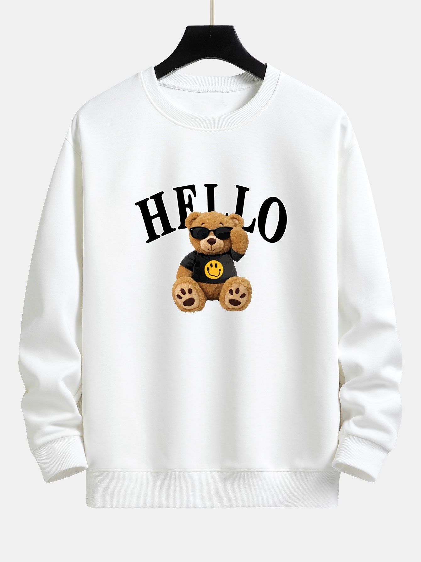 Hello Sunglasses Bear Print Relax Fit Sweatshirt