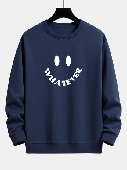 Smiley Face Slogan Print Relax Fit Sweatshirt