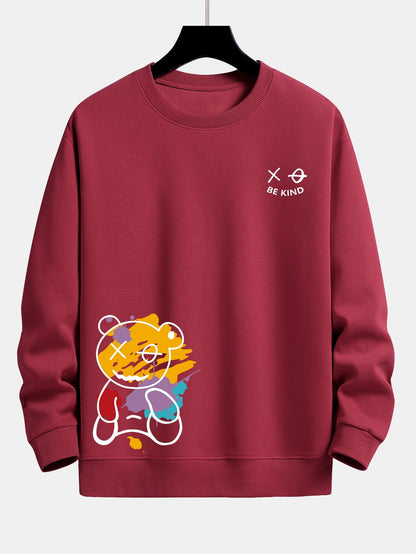 Graffiti Bear Print Relax Fit Sweatshirt & Jogging Pants