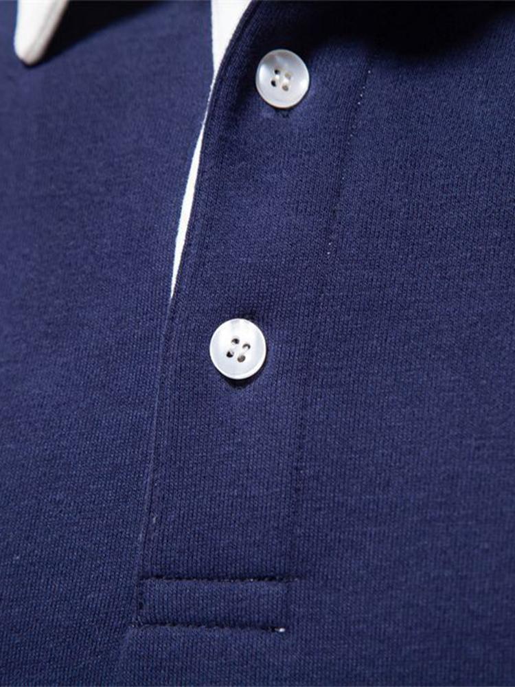 Contrast Polo Collar Sweatshirt