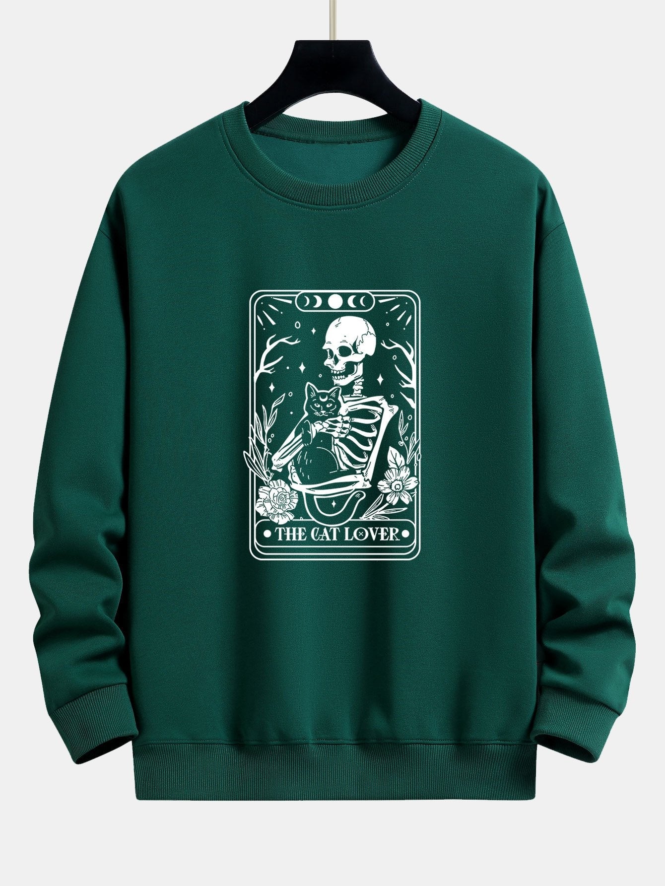 Cat Skeleton Print Relax Fit Sweatshirt