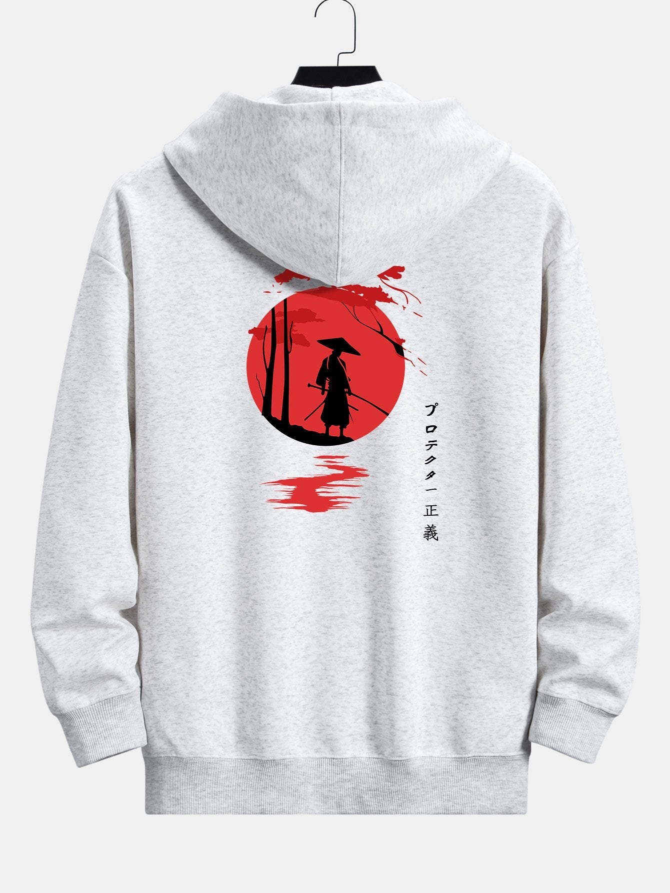 Slogan Samurai Back Print Relax Fit Hoodie