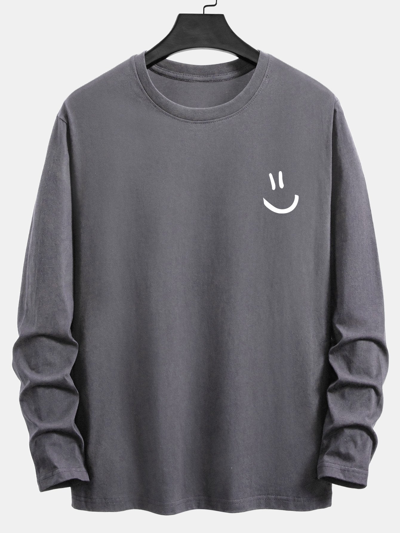 Long Sleeve Smiley Face Print Cotton T-Shirt