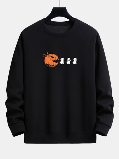 Pumpkin Chasing Ghosts Print Relax Fit Sweatshirt