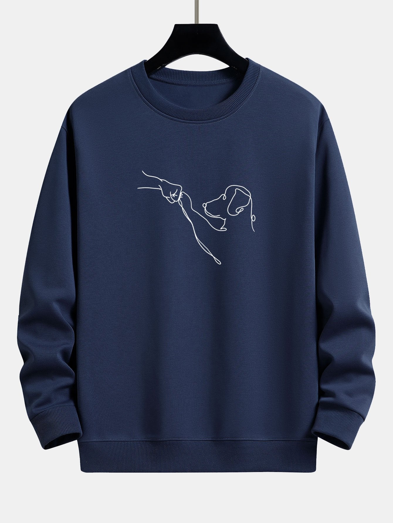 Dog Line Drawing Print Relax Fit Sweatshirt