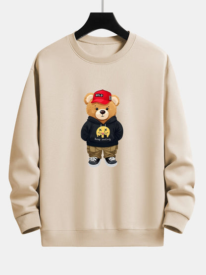 Streetwear  Bear Print Relax Fit Sweatshirt