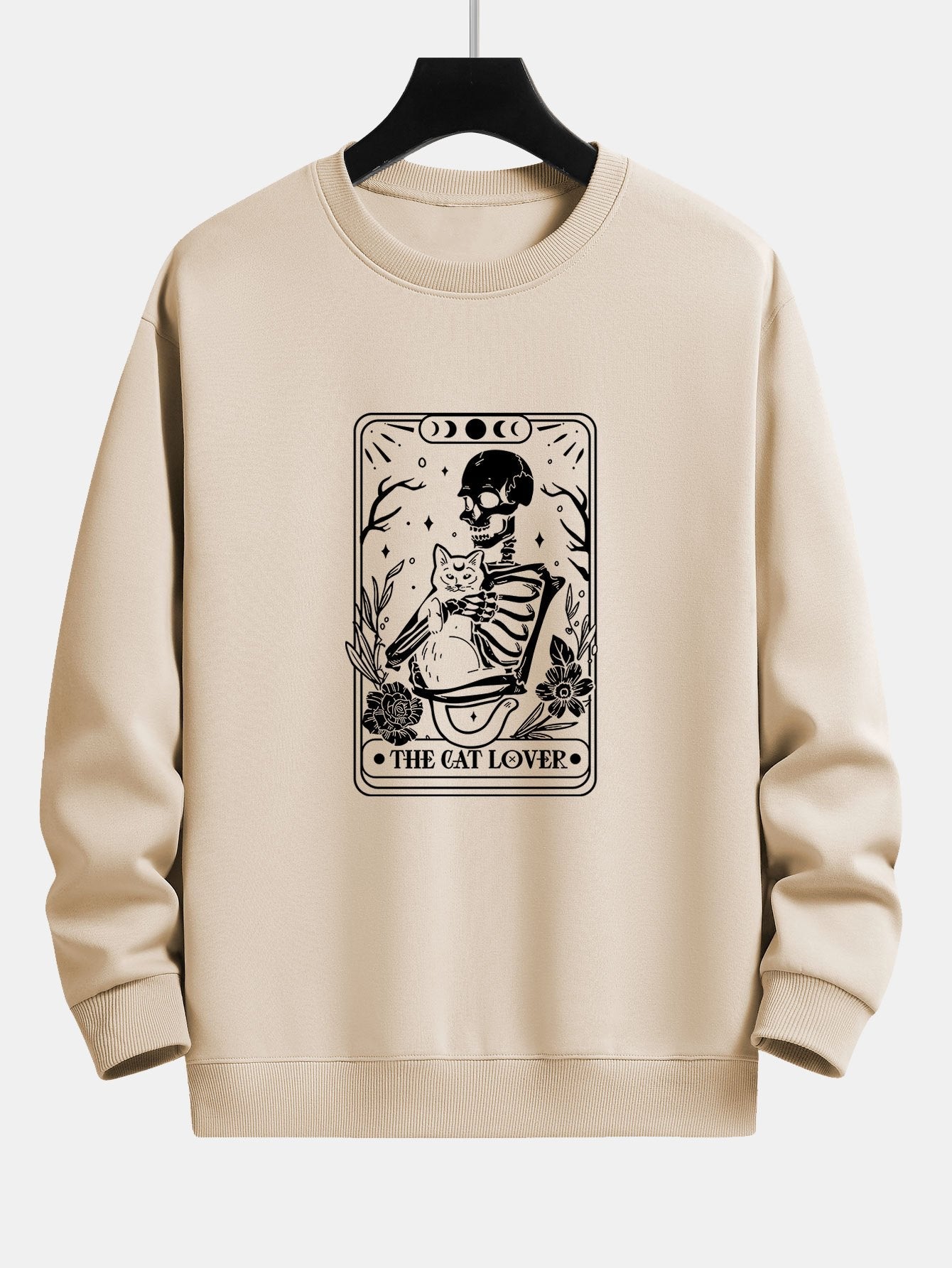 Cat Skeleton Print Relax Fit Sweatshirt