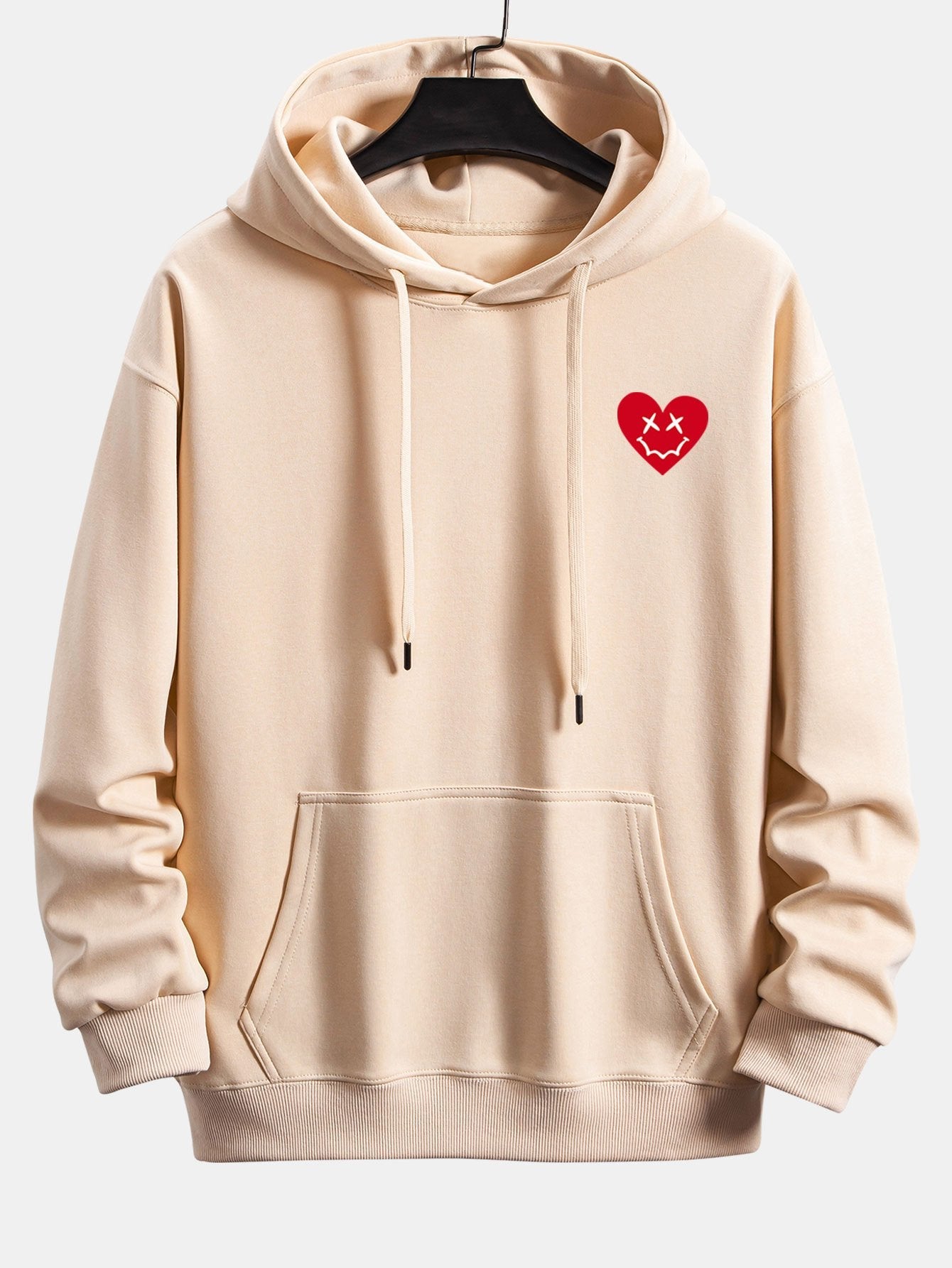 Heart Shaped Smiley Face Print Relax Fit Hoodie