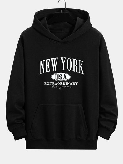 New York Print Relax Fit Hoodie