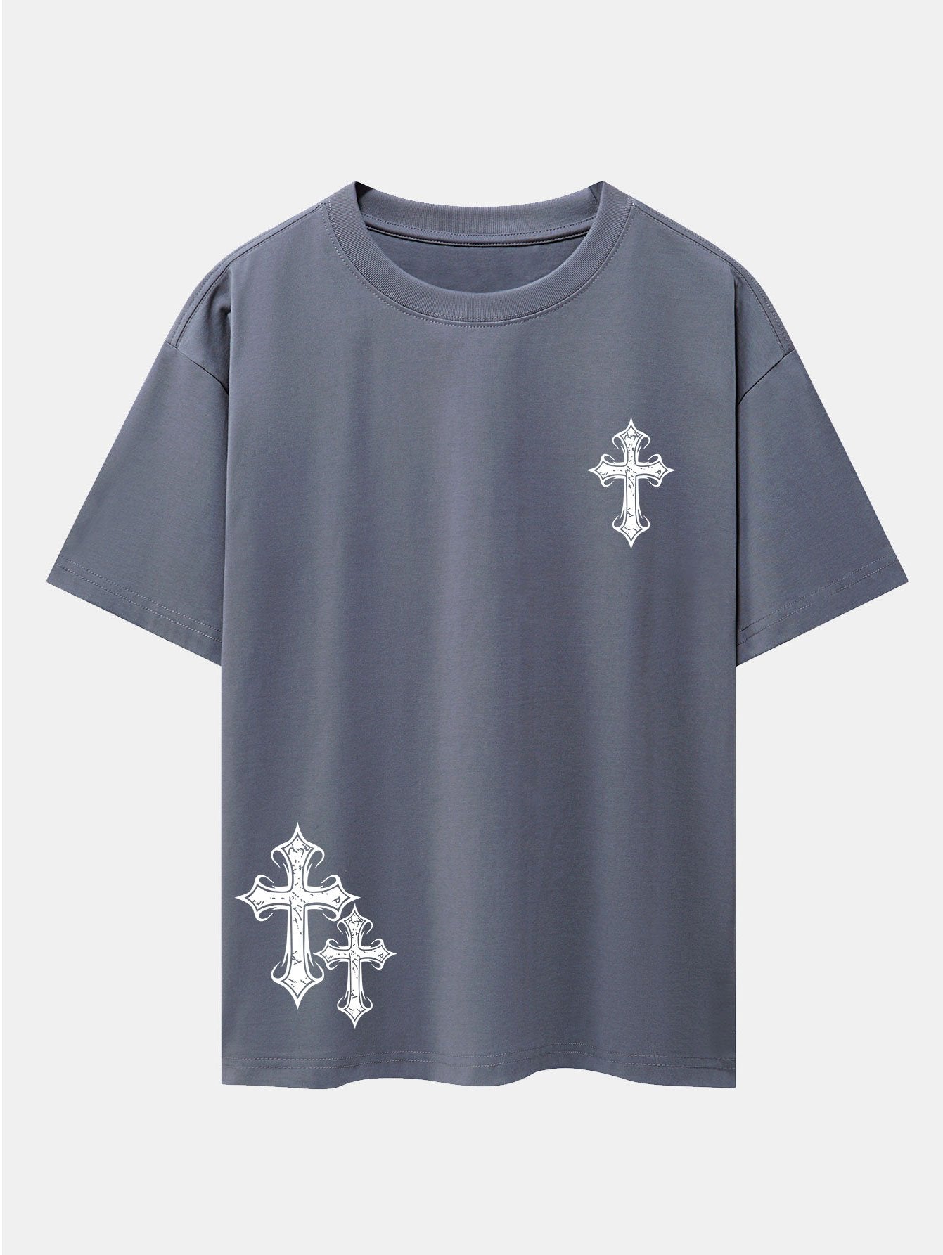 Cross Print Drop Shoulder Oversize T-Shirt