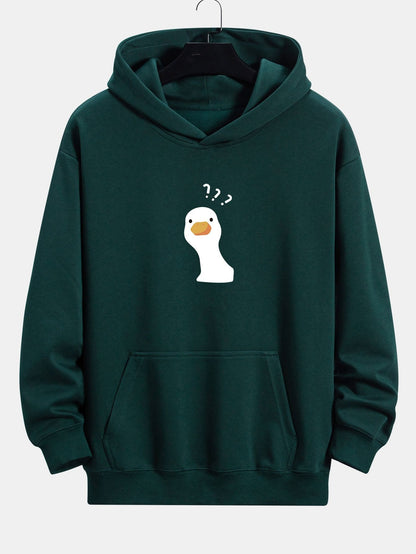 Question Mark Doubtful Duck Print Relax Fit Hoodie