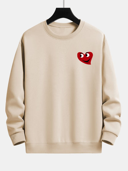 Heart Shaped Smiley Face Print Relax Fit Sweatshirt