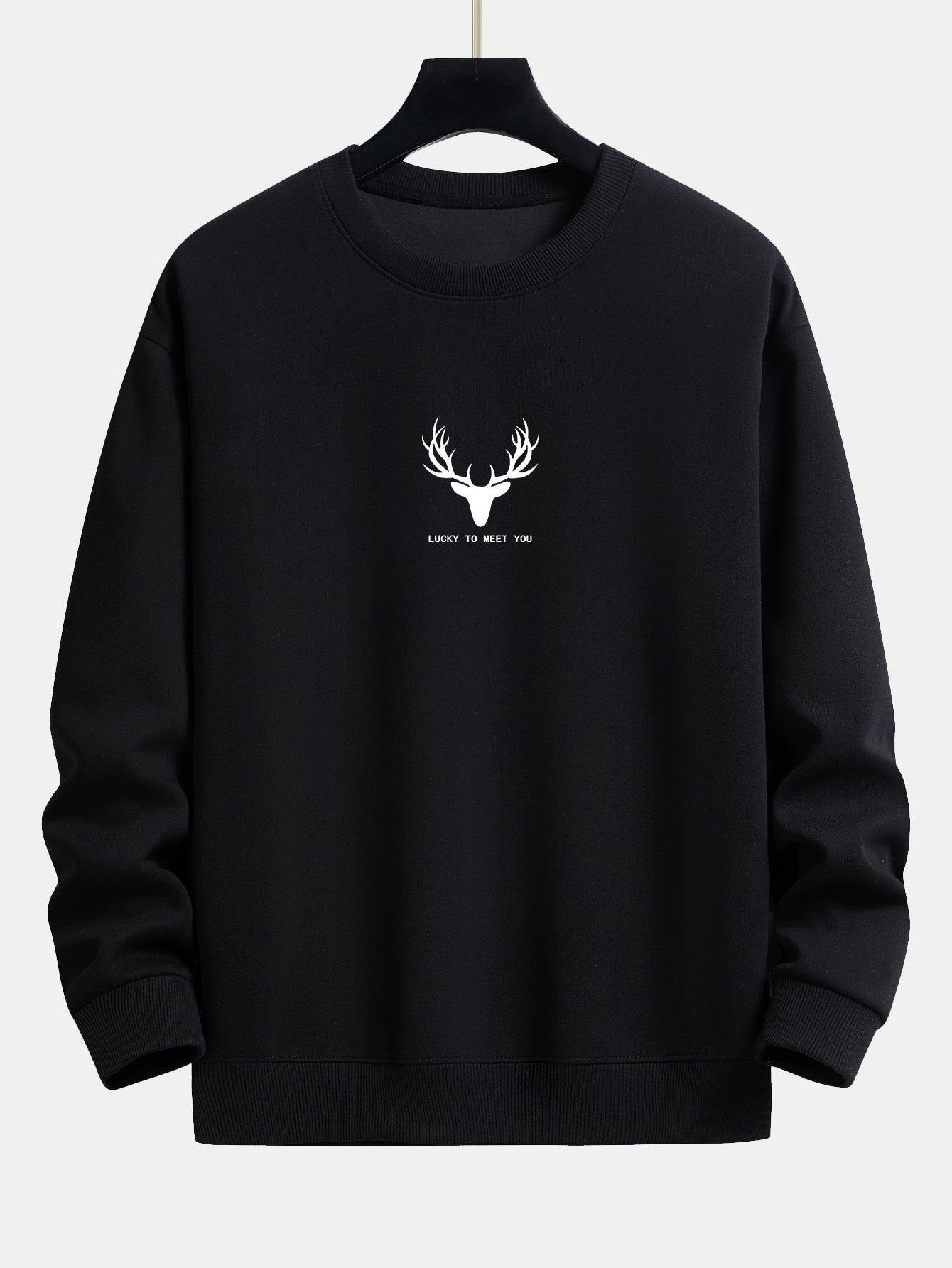 Silhouette Head Deer Print Relax Fit Sweatshirt