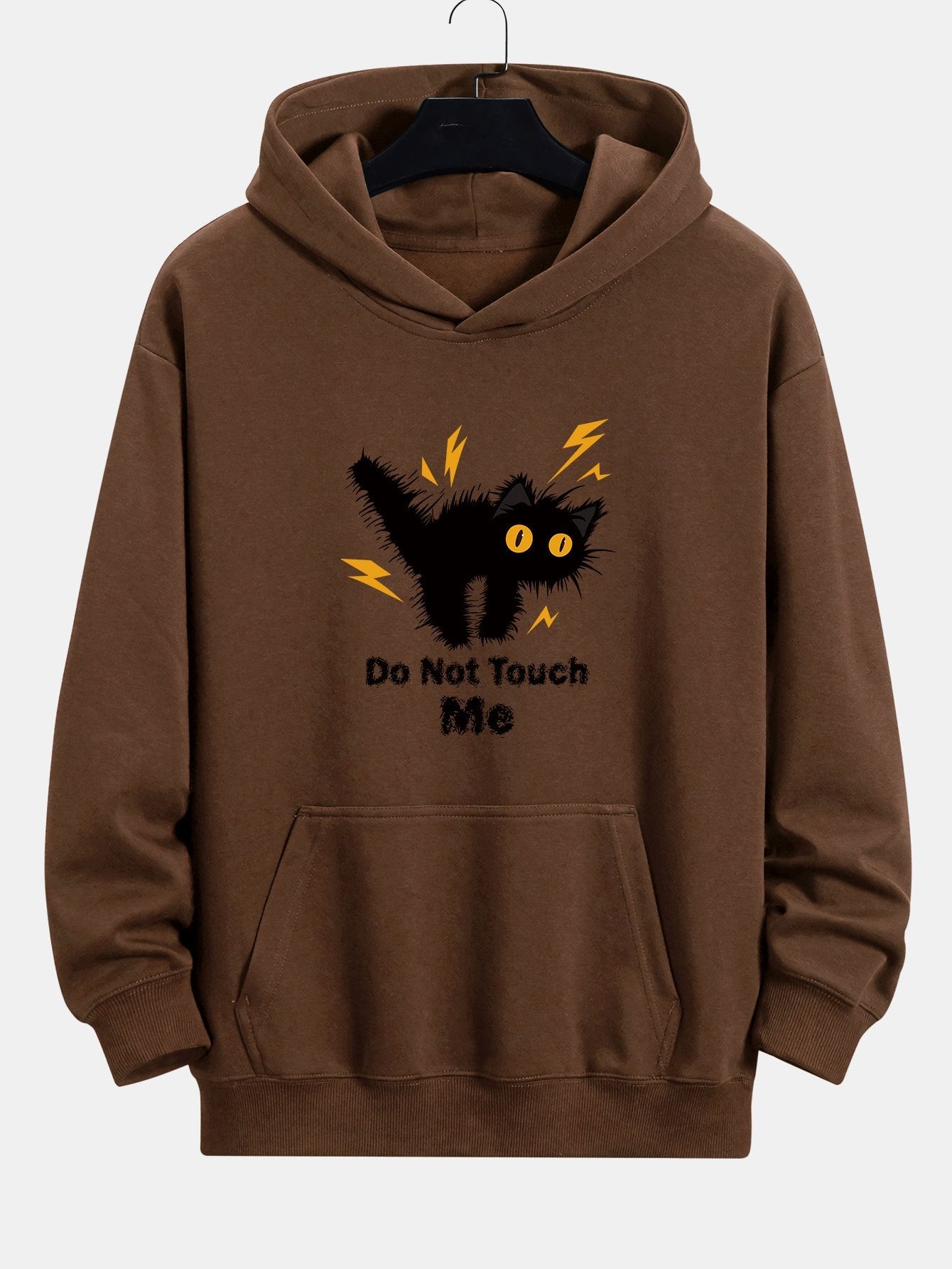 Angry Cat Print Relax Fit Hoodie