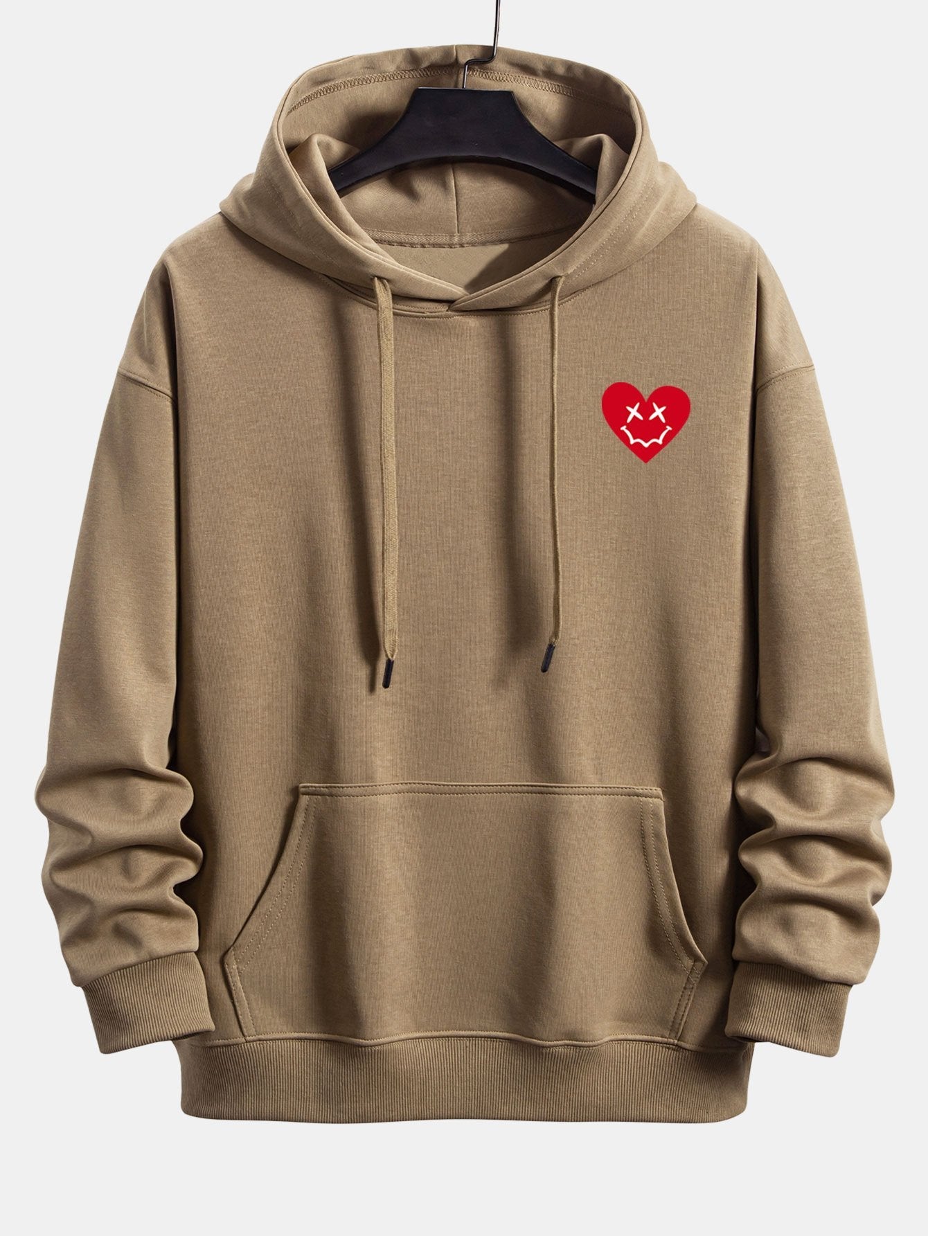 Heart Shaped Smiley Face Print Relax Fit Hoodie