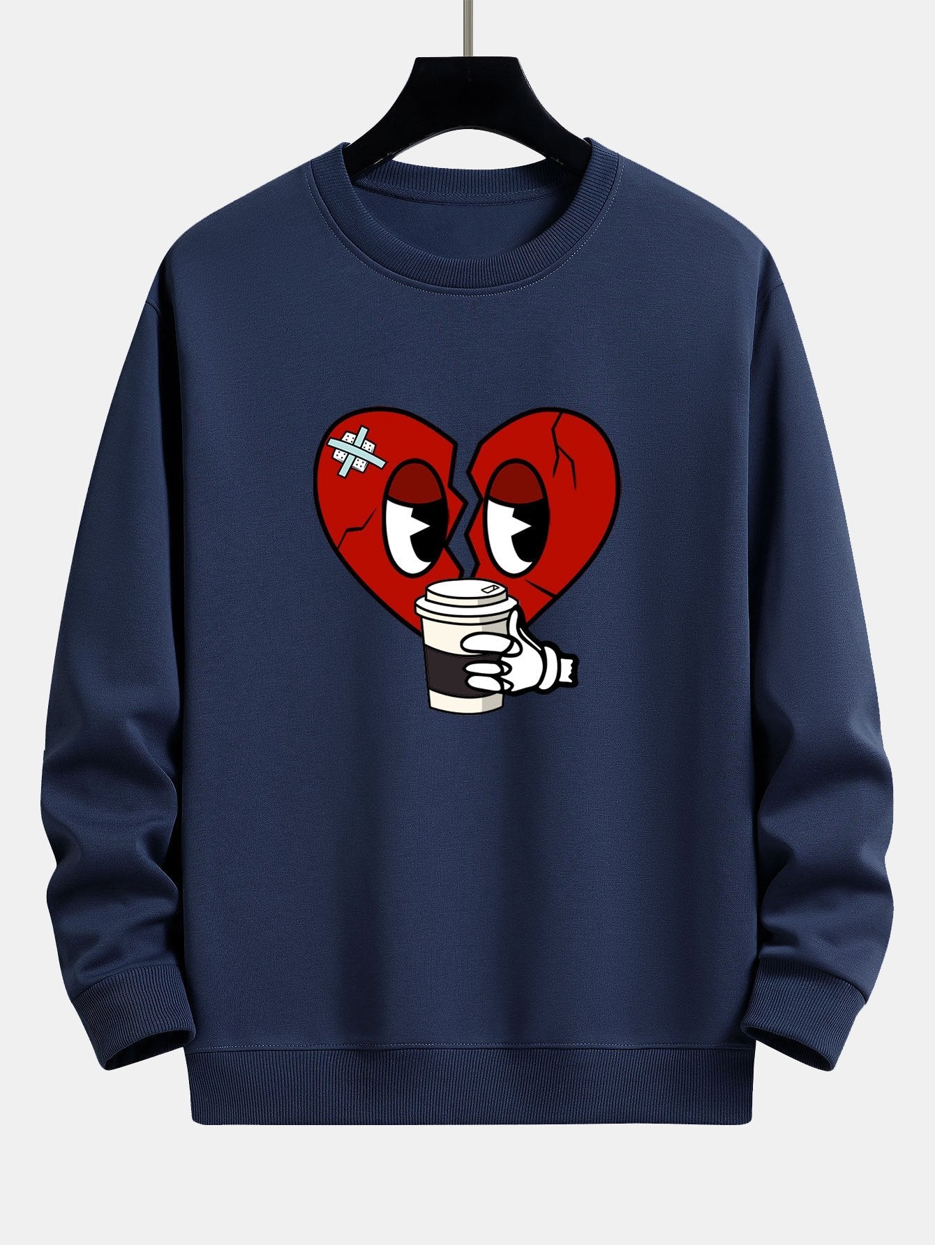 Drinking Coffee With A Broken Heart Print Relax Fit Sweatshirt