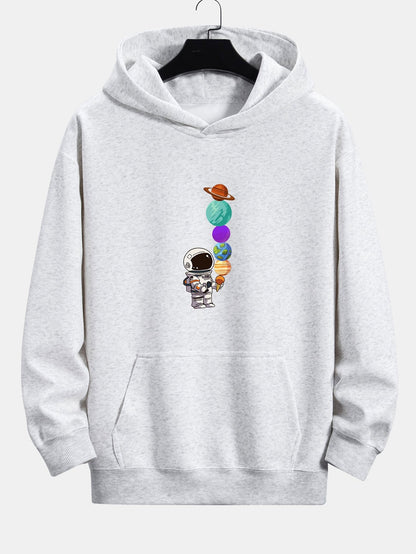 Planet Astronaut Print Relax Fit Hoodie