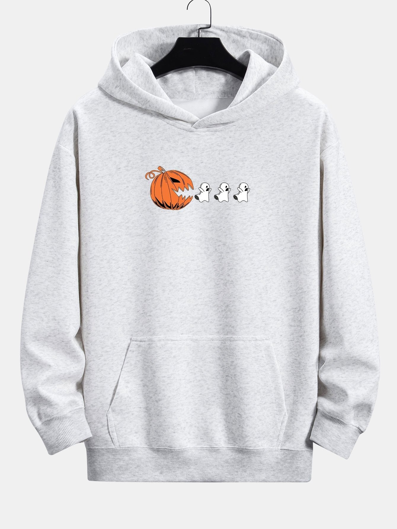 Pumpkin Chasing Ghosts Print Relax Fit Hoodie