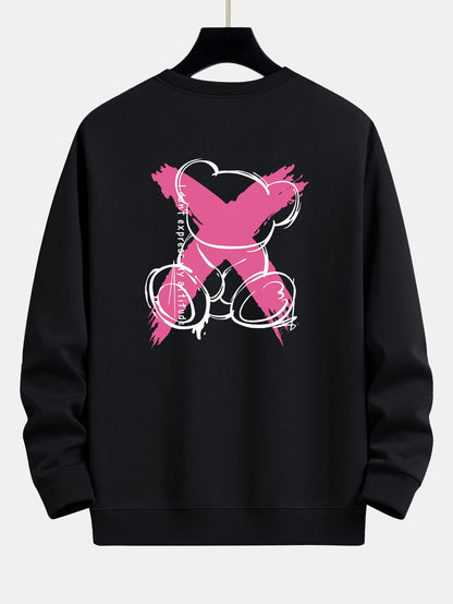 Graffiti Bear Print Relax Fit Sweatshirt