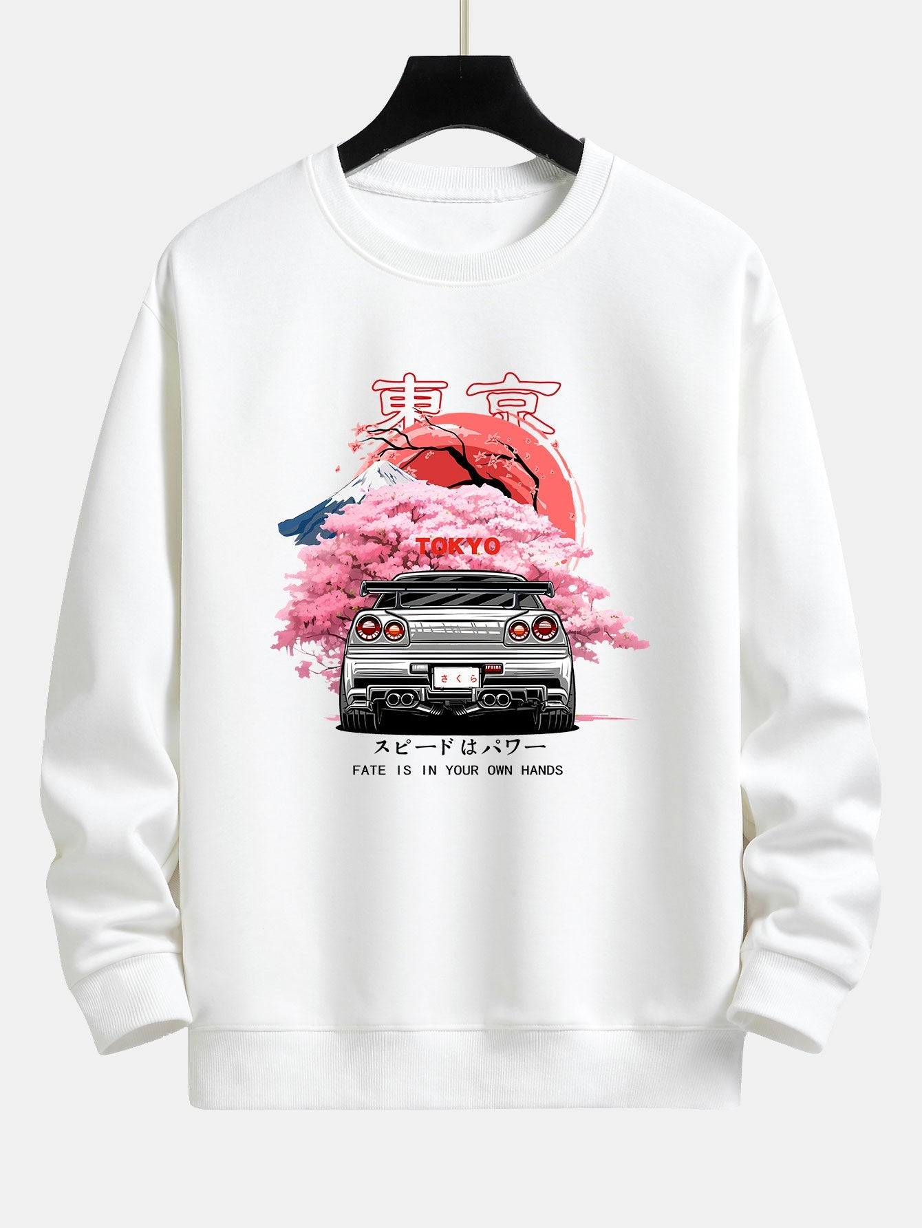 Tokyo Sakura Car Print Relax Fit Sweatshirt