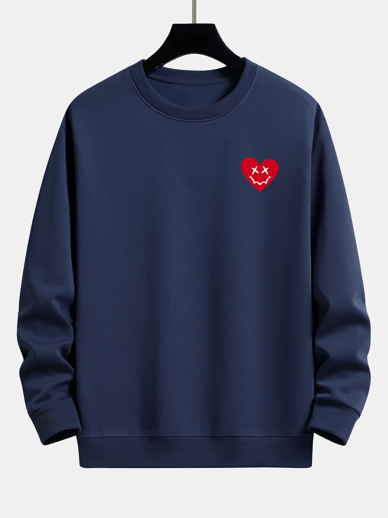 Heart Shaped Smiley Face Print Relax Fit Sweatshirt