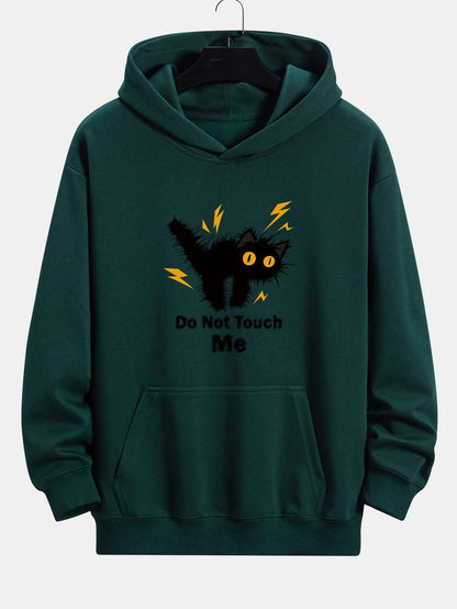 Angry Cat Print Relax Fit Hoodie