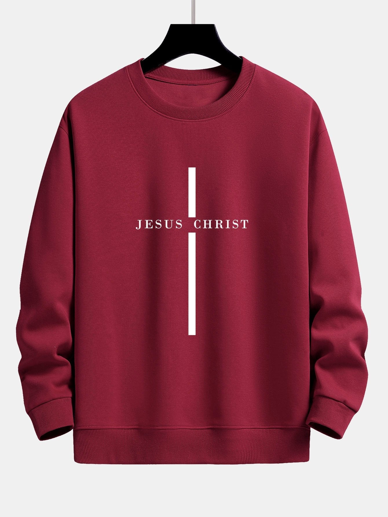 Jesus Christ Stripe Print Relax Fit Sweatshirt