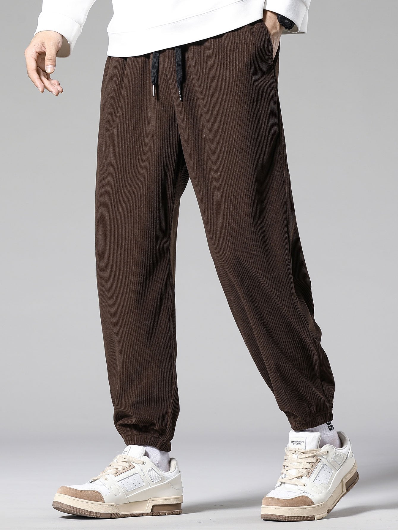 Corduroy Drawstring Jogging Pants