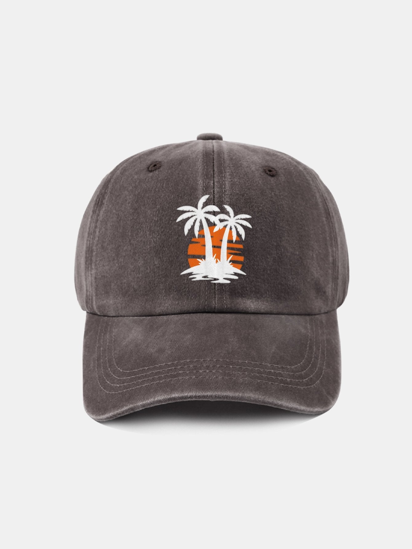 Coconut tree sunset pattern classic retro washed cotton casual baseball cap