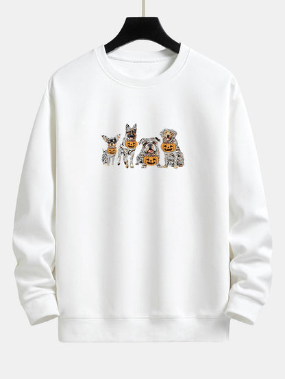 Halloween Bandage Mummy Dogs Print Relax Fit Sweatshirt