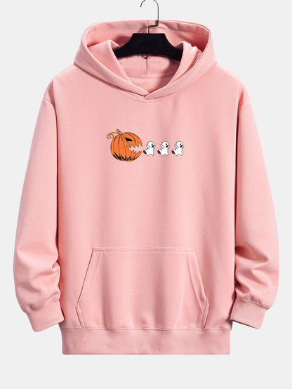 Pumpkin Chasing Ghosts Print Relax Fit Hoodie