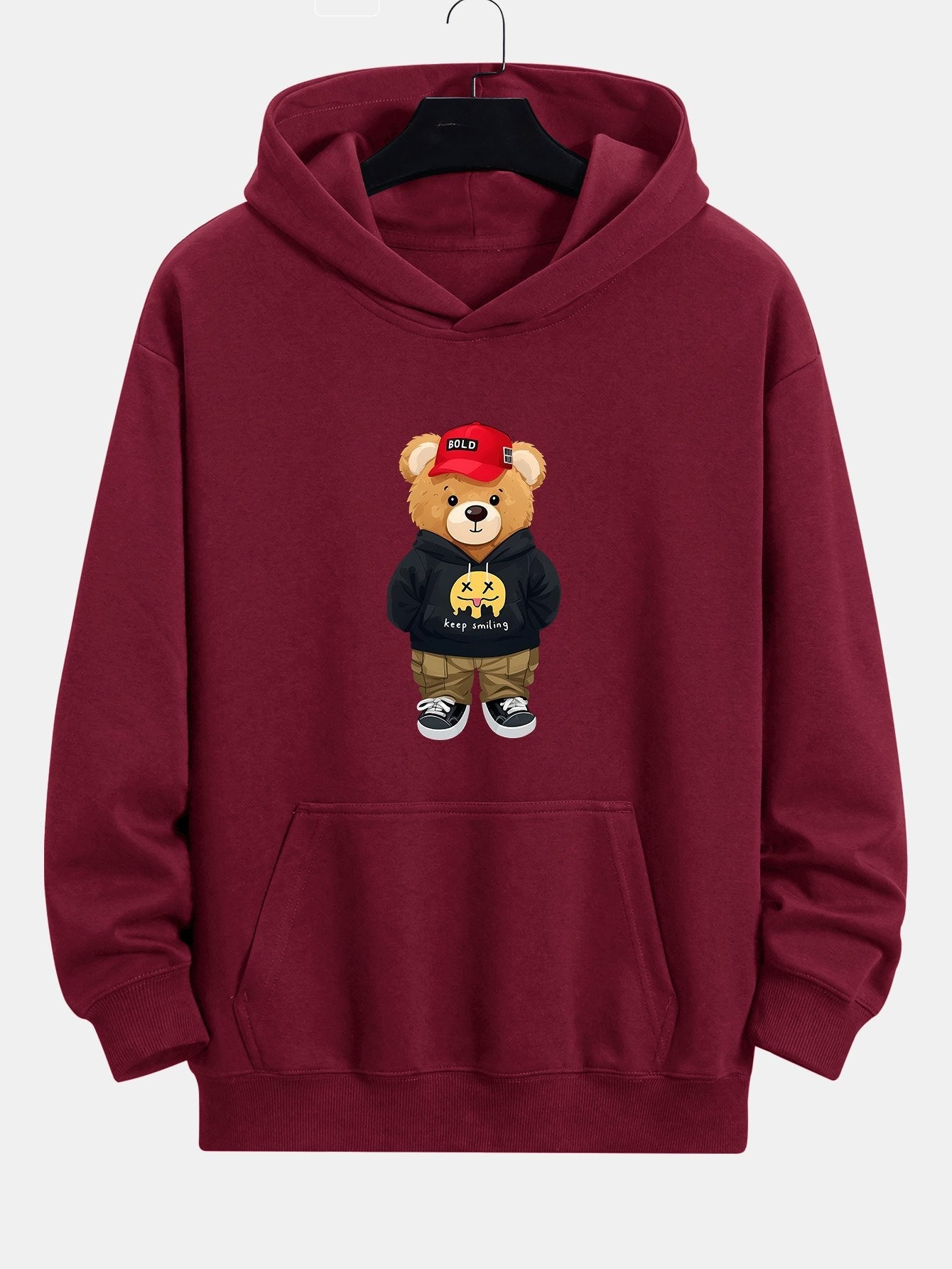 Hip Hop Bear Print Relax Fit Hoodie